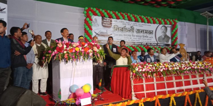 লামায় নৌকার সমর্থনে নির্বাচনী জনসভা